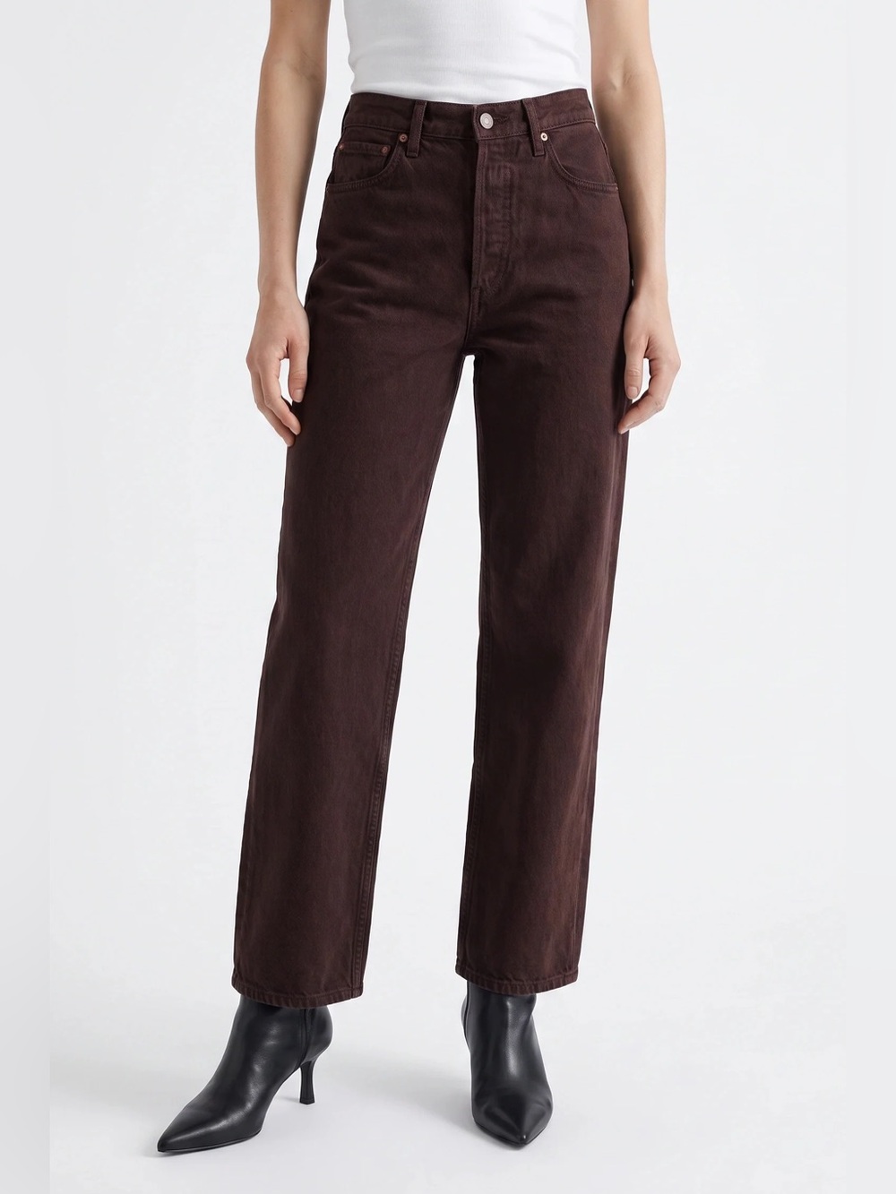 Agolde Ren High Rise Ankle Wide Leg Jeans in Sloe Berry size 28